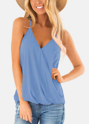 Full Size Surplice Spaghetti Strap Top - MimiStylez