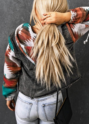 Drawstring Hooded Pocketed Denim Jacket - MimiStylez