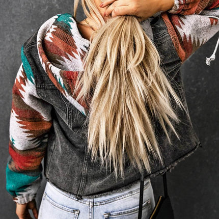 Drawstring Hooded Pocketed Denim Jacket - MimiStylez
