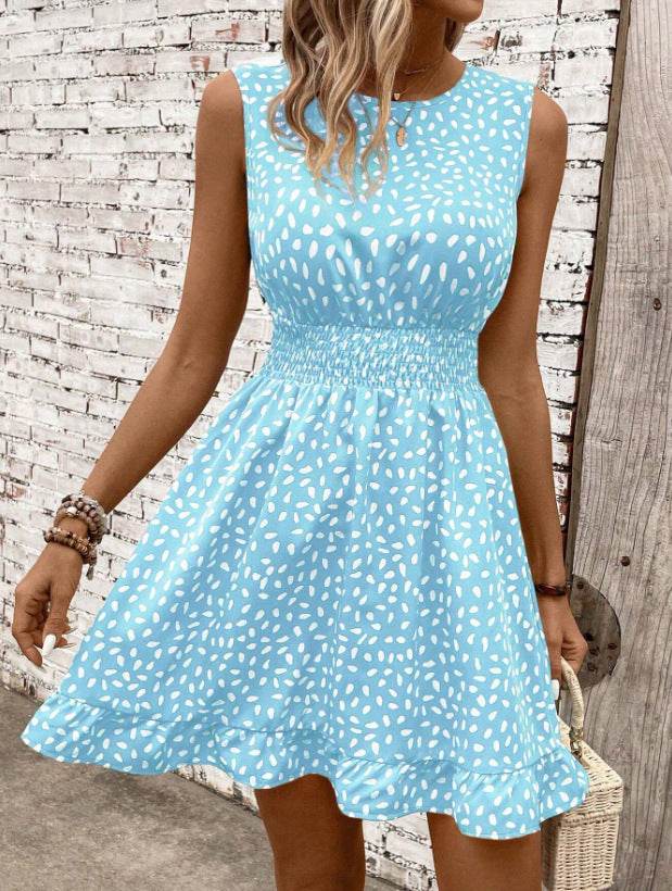 Women's Fashion Round Neck Sleeveless Dress - MimiStylez