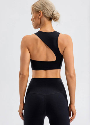 Round Neck Cutout Cropped Active Tank - MimiStylez