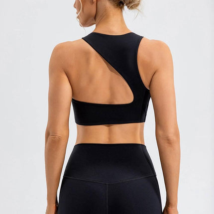 Round Neck Cutout Cropped Active Tank - MimiStylez