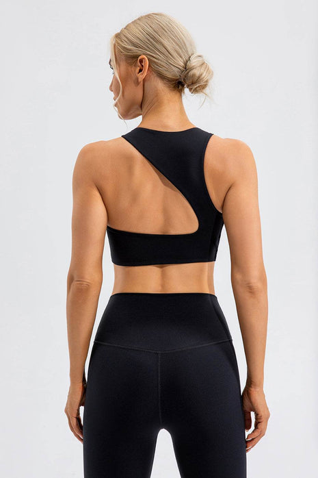 Round Neck Cutout Cropped Active Tank - MimiStylez