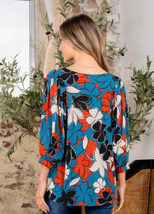 Sew In Love Full Size Printed Boat Neck Blouse - MimiStylez