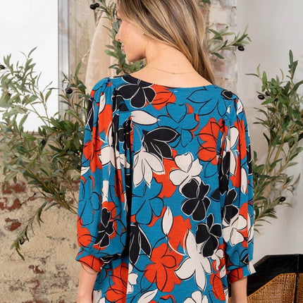 Sew In Love Full Size Printed Boat Neck Blouse - MimiStylez
