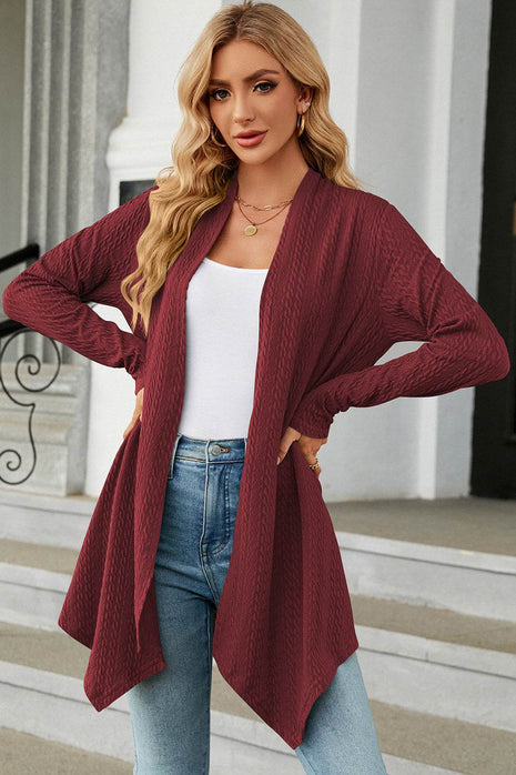 Open Front Long Sleeve Cardigan - MimiStylez