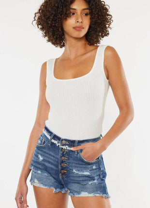 Kancan Distressed Button Fly Denim Shorts - MimiStylez