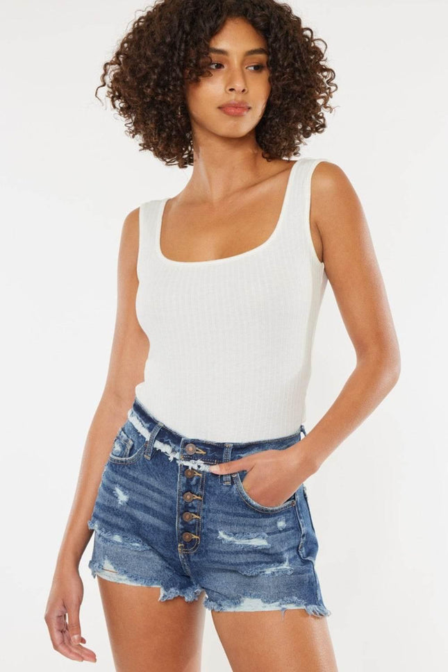 Kancan Distressed Button Fly Denim Shorts - MimiStylez