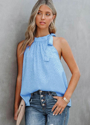 Printed Tied Grecian Neck Tank - MimiStylez