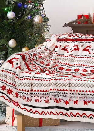 Christmas Printing Double Layer Thickened Fleece Cover Blanket