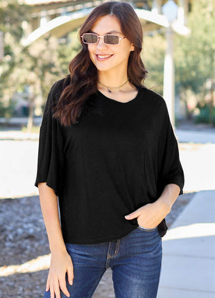 Basic Bae Full Size Round Neck Drop Shoulder T-Shirt - MimiStylez