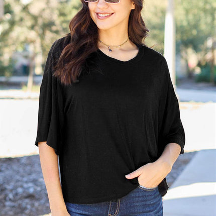 Basic Bae Full Size Round Neck Drop Shoulder T-Shirt - MimiStylez