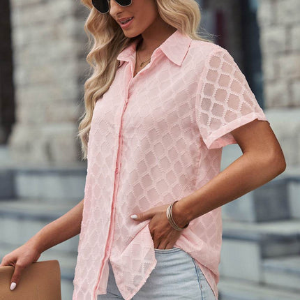 Button Up Short Sleeve Shirt - MimiStylez