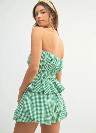 MABLE Gingham Tube Top and Shorts Set - MimiStylez