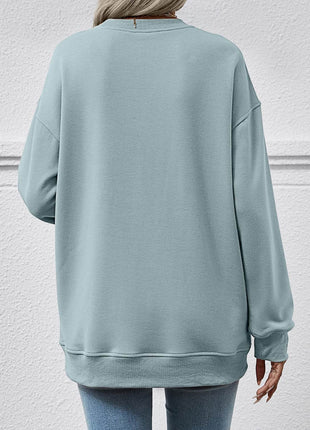 Round Neck Long Sleeve Sweatshirt - MimiStylez