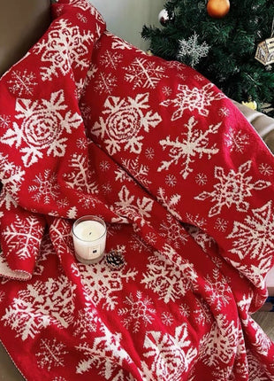 Christmas Nordic Knitted Snowflake Blanket