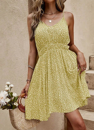 Floral V-Neck Mini Cami Dress - MimiStylez
