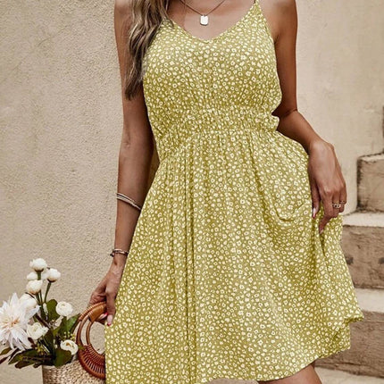 Floral V-Neck Mini Cami Dress - MimiStylez