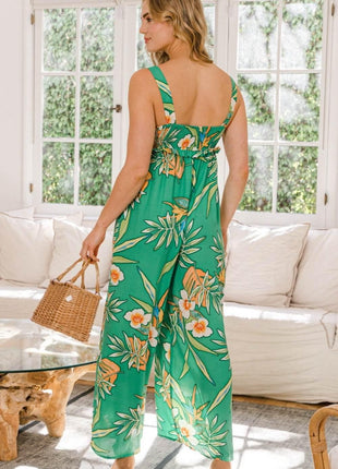 ODDI Full Size Floral Sleeveless Wide Leg Jumpsuit - MimiStylez