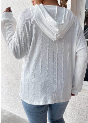 Textured Drawstring Kangaroo Pocket Hoodie - MimiStylez