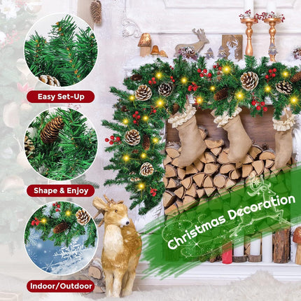 Guirnalda navideña de 12 pies con decoración variada