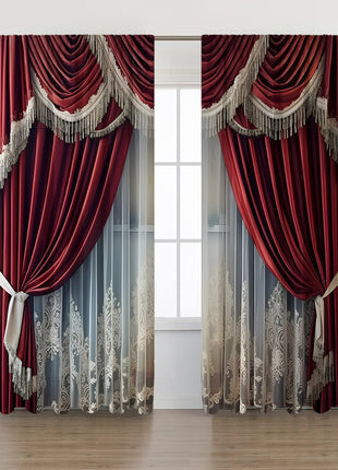 2PCs Curtain Christmas Series Curtain 3D Digital Printing