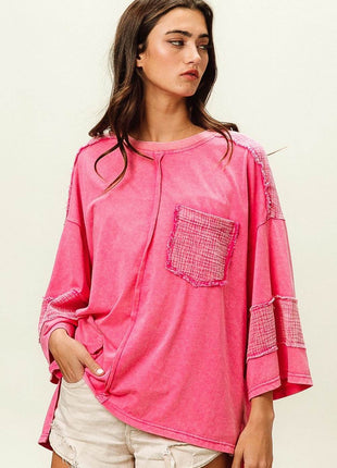 BiBi High-Low Washed T-Shirt - MimiStylez