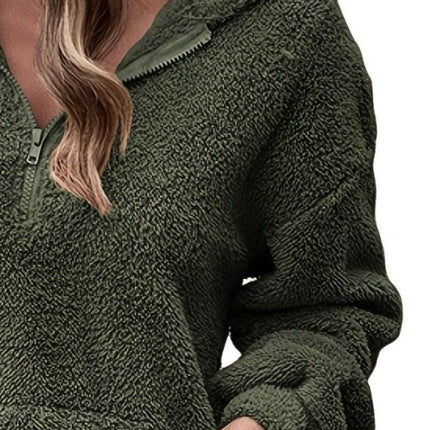 Half Zip Dropped Shoulder Oversized Hoodie - MimiStylez