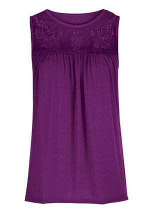 Lace Detail Round Neck Tank - MimiStylez