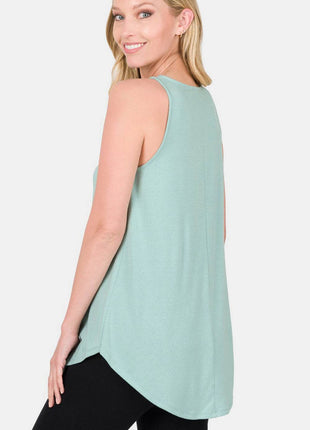Zenana Round Neck Curved Hem Tank - MimiStylez