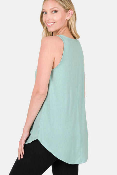 Zenana Round Neck Curved Hem Tank - MimiStylez