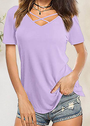 Crisscross Short Sleeve T-Shirt - MimiStylez