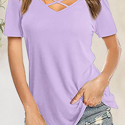 Crisscross Short Sleeve T-Shirt - MimiStylez