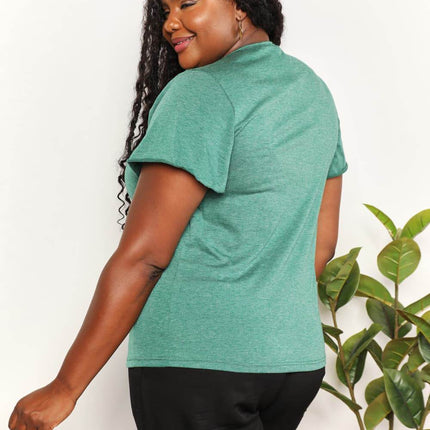 Double Take Ruched V-Neck Short Sleeve T-Shirt - MimiStylez
