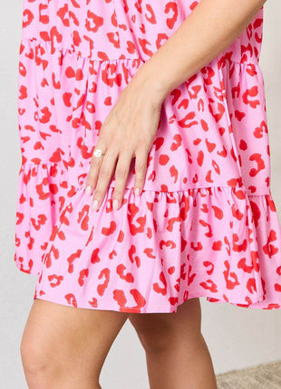 Double Take Short Flounce Sleeve Tiered Dress - MimiStylez
