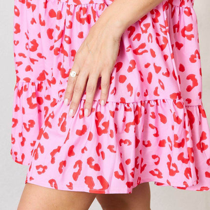 Double Take Short Flounce Sleeve Tiered Dress - MimiStylez