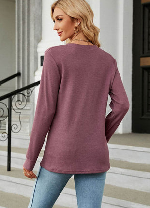 V-Neck Long Sleeve Blouse - MimiStylez