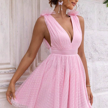 Open Back Sleeveless Mesh Dress - MimiStylez