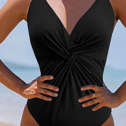 Twisted Crisscross V-Neck One-Piece Swimwear - MimiStylez