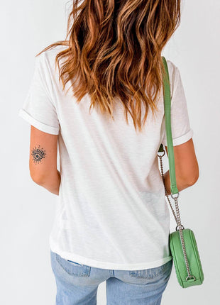 Bow Graphic Round Neck Short Sleeve T-Shirt - MimiStylez