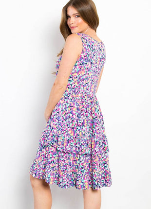 Be Stage Full Size Print Wrinkle Free Ruffled Dress - MimiStylez