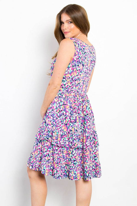 Be Stage Full Size Print Wrinkle Free Ruffled Dress - MimiStylez