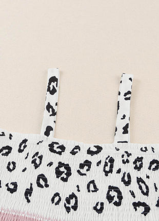Leopard Color Block Smocked Jumpsuit - MimiStylez