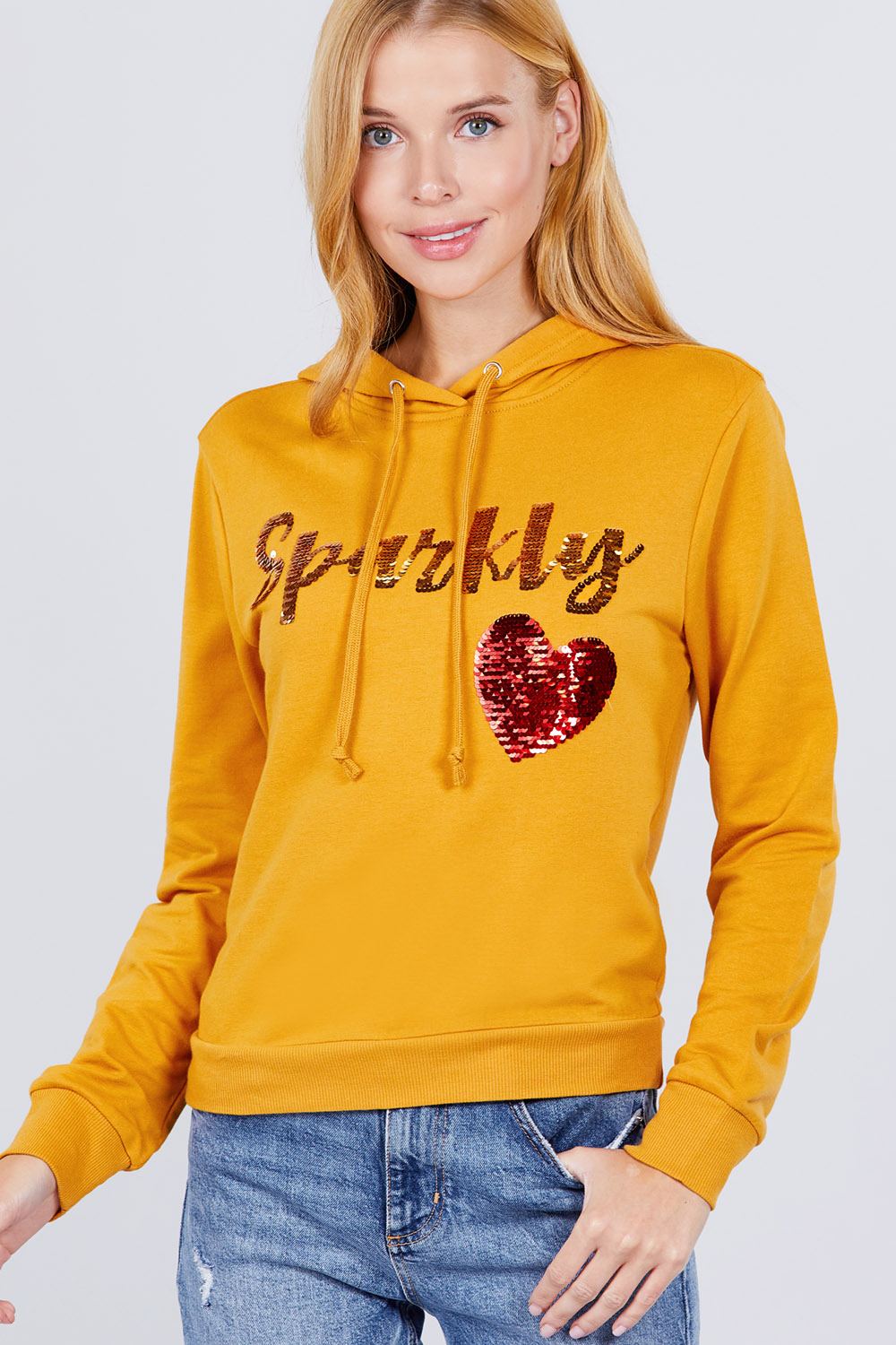 Sudadera con capucha y lentejuelas brillantes