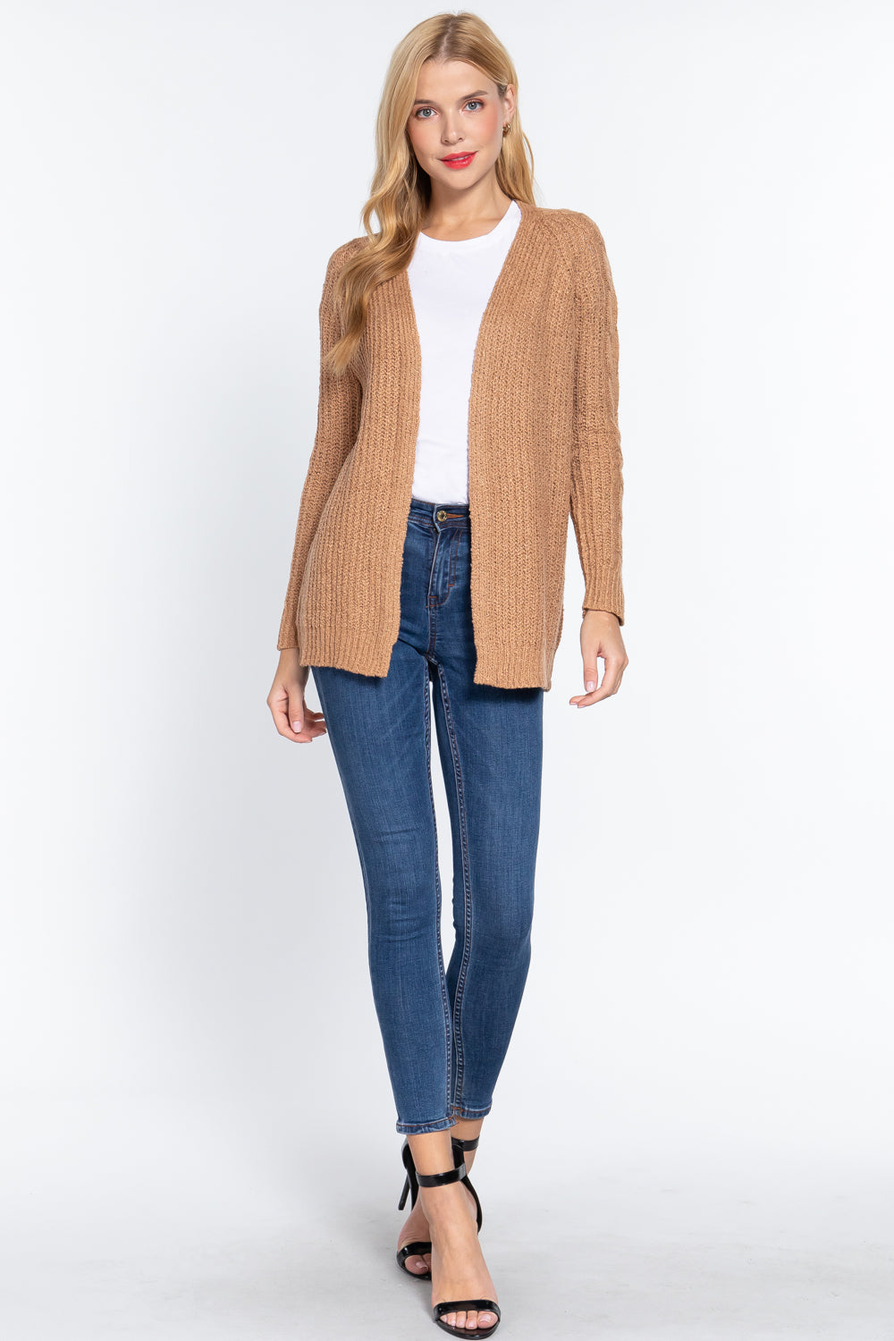 Long Slv Open Front Sweater Cardigan