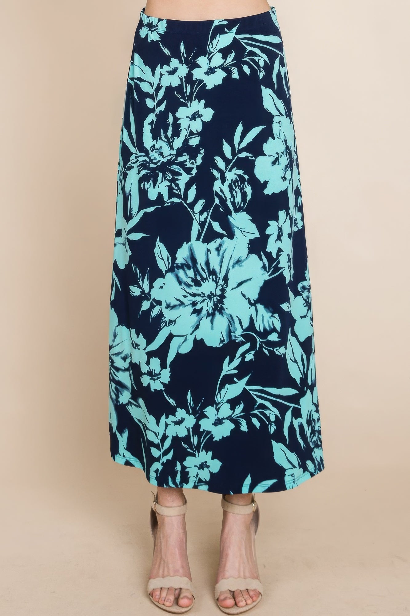 Floral Printed Maxi Skirt With Elastic Waistband