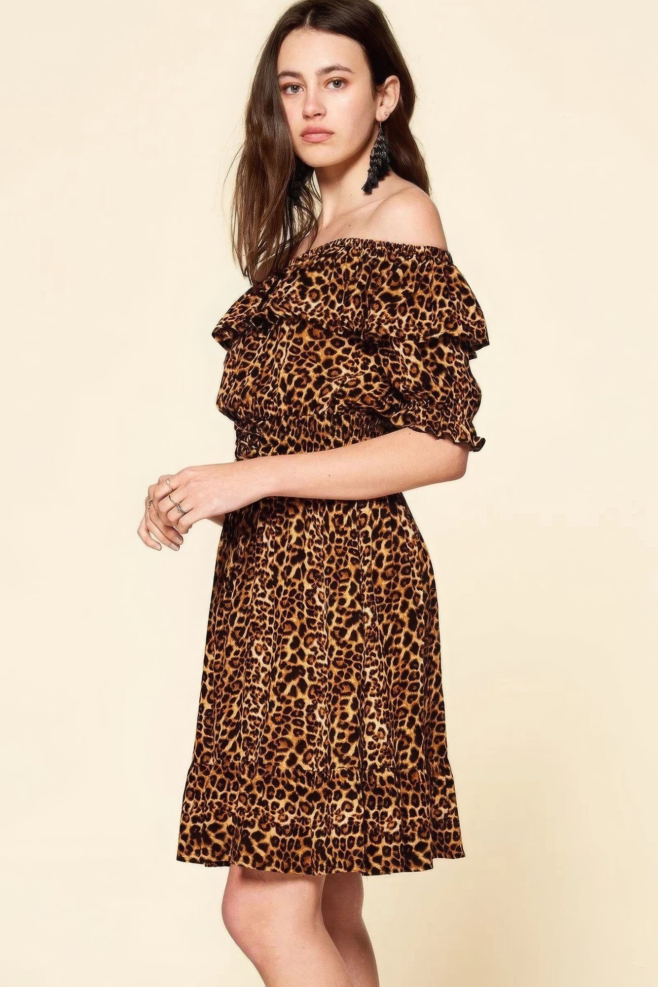 Vestido tejido con estampado de leopardo