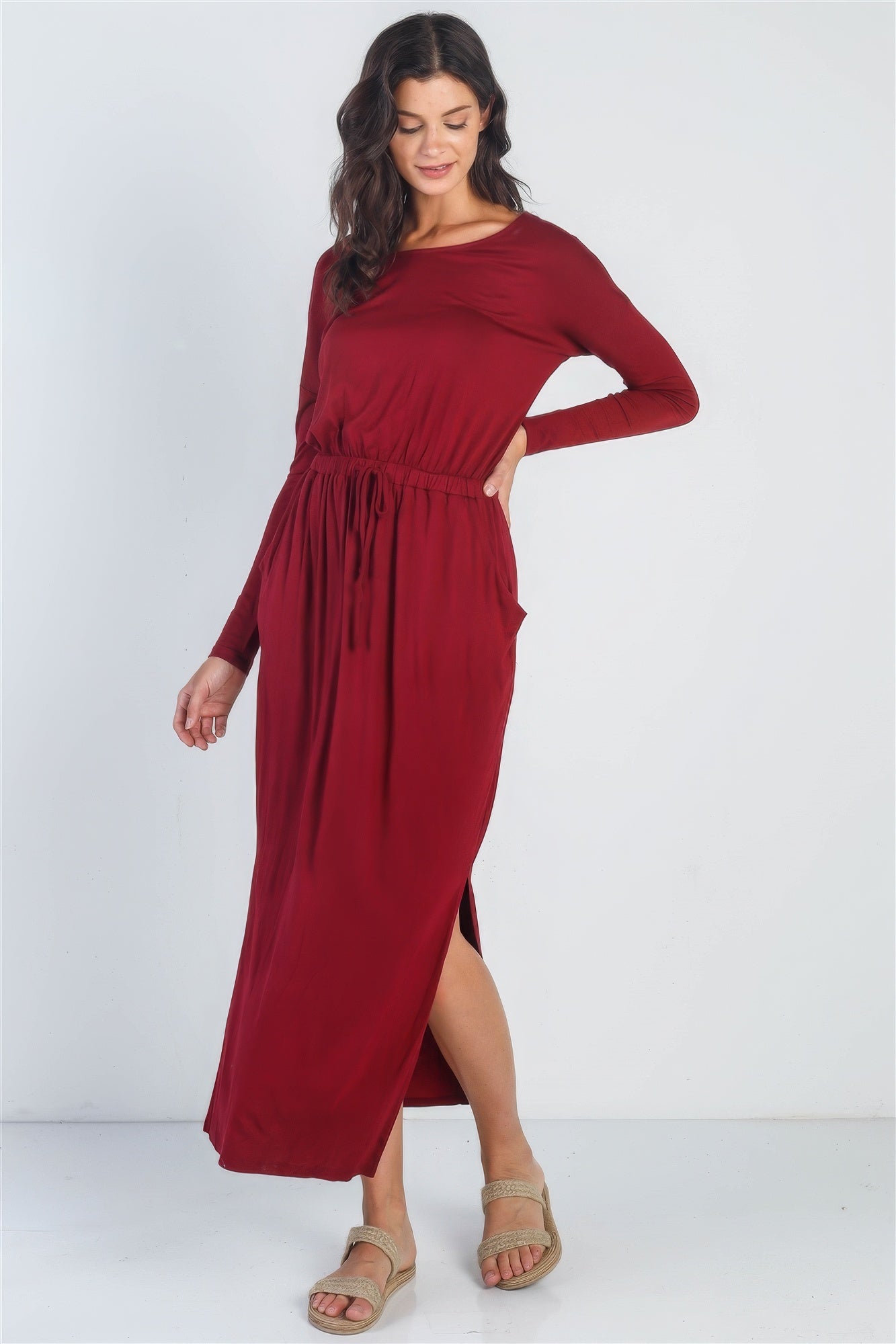 Midi Sleeve Basic Maxi Dress