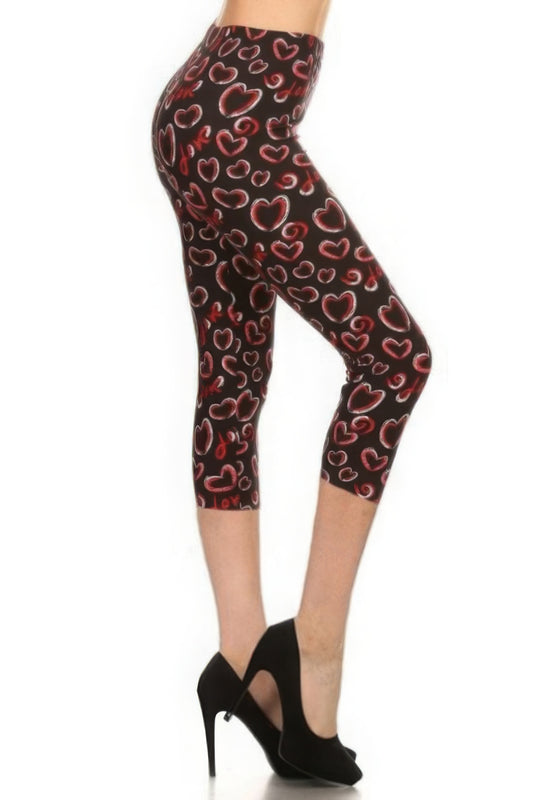 Leggings capri recortados con estampado multicolor en un estilo ajustado con cintura alta con bandas