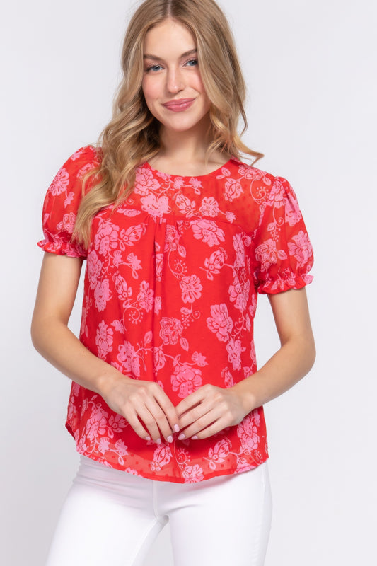 Blusa corta con lunares y clip con estampado Slv